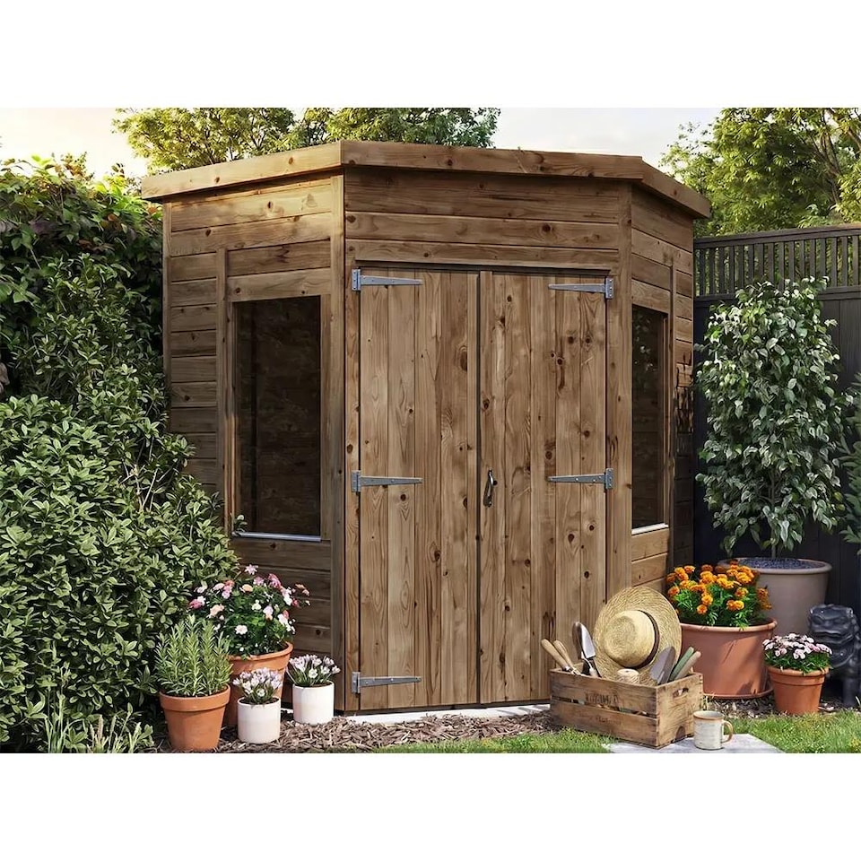 image 1 of Dunster House Overlord Corner Shed W6' x D6' / W1.8m x D1.8m, Superfelt Included