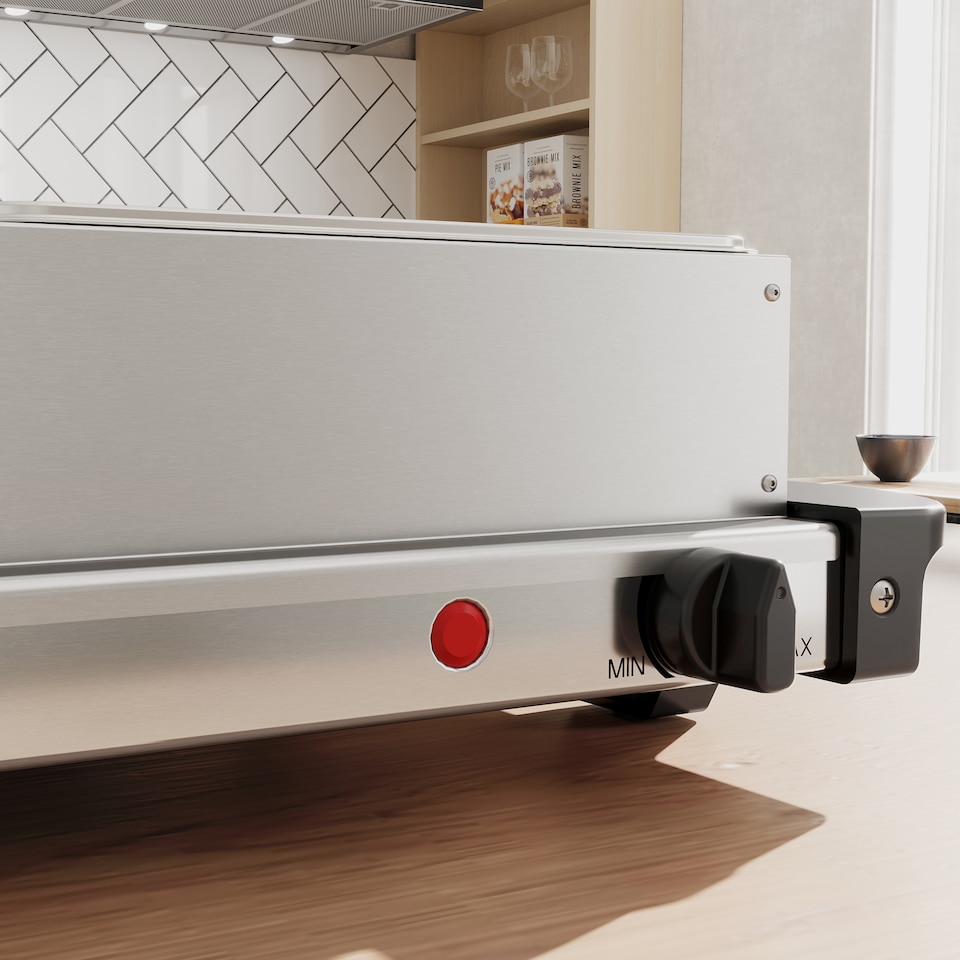 image 1 of HOMCOM 3 Tray Electric Food Warmer Buffet Server with Warming Plate, Cool Touch Handles, Adjustable Temperature, 300W, 1 x 2.5L and 2 x 1L Pans