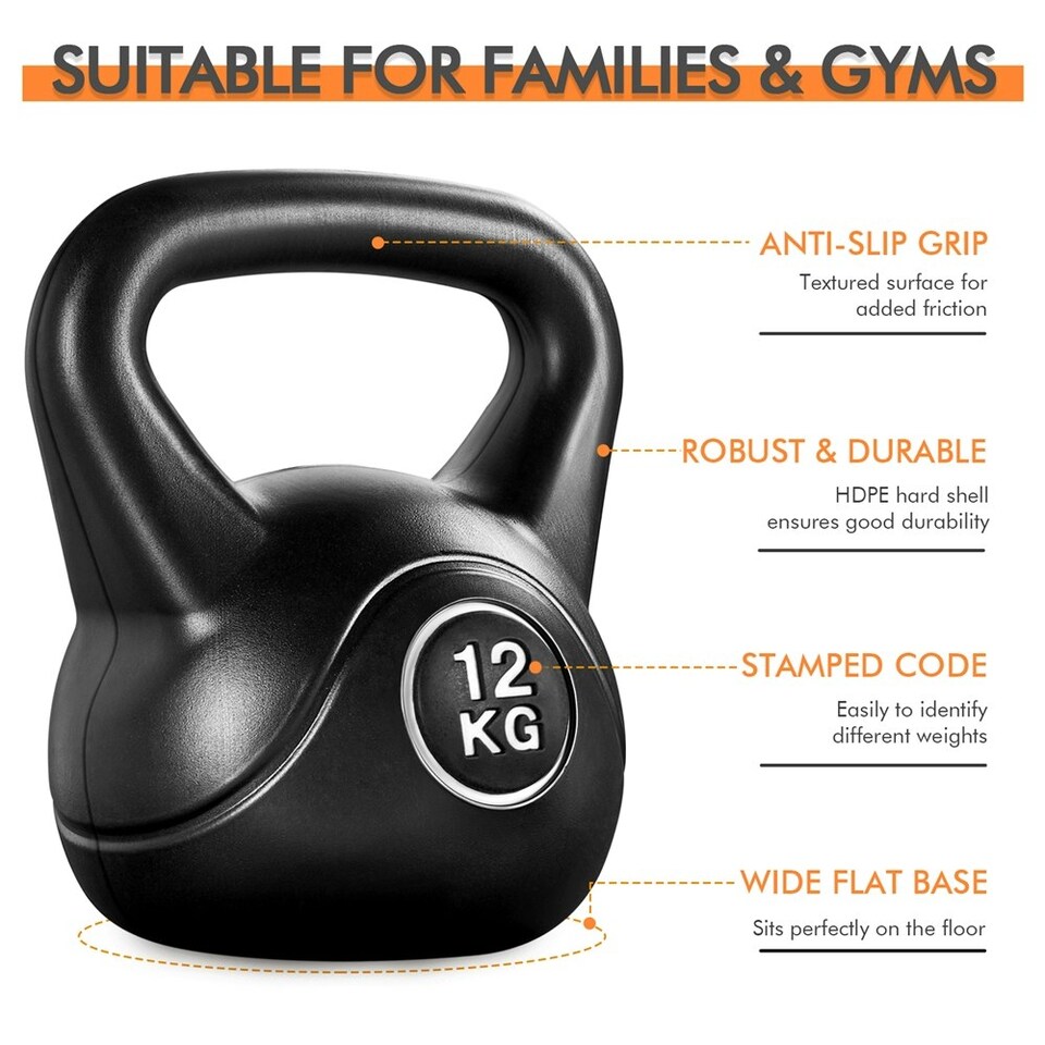 image 1 of Yaheetech 12KG HDPE Coated Kettlebell Black | Black | 12