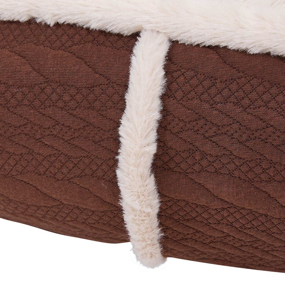 image 1 of Living and Home Pet Round Bolstered Bed for Cats & Dogs | Brown | One Size