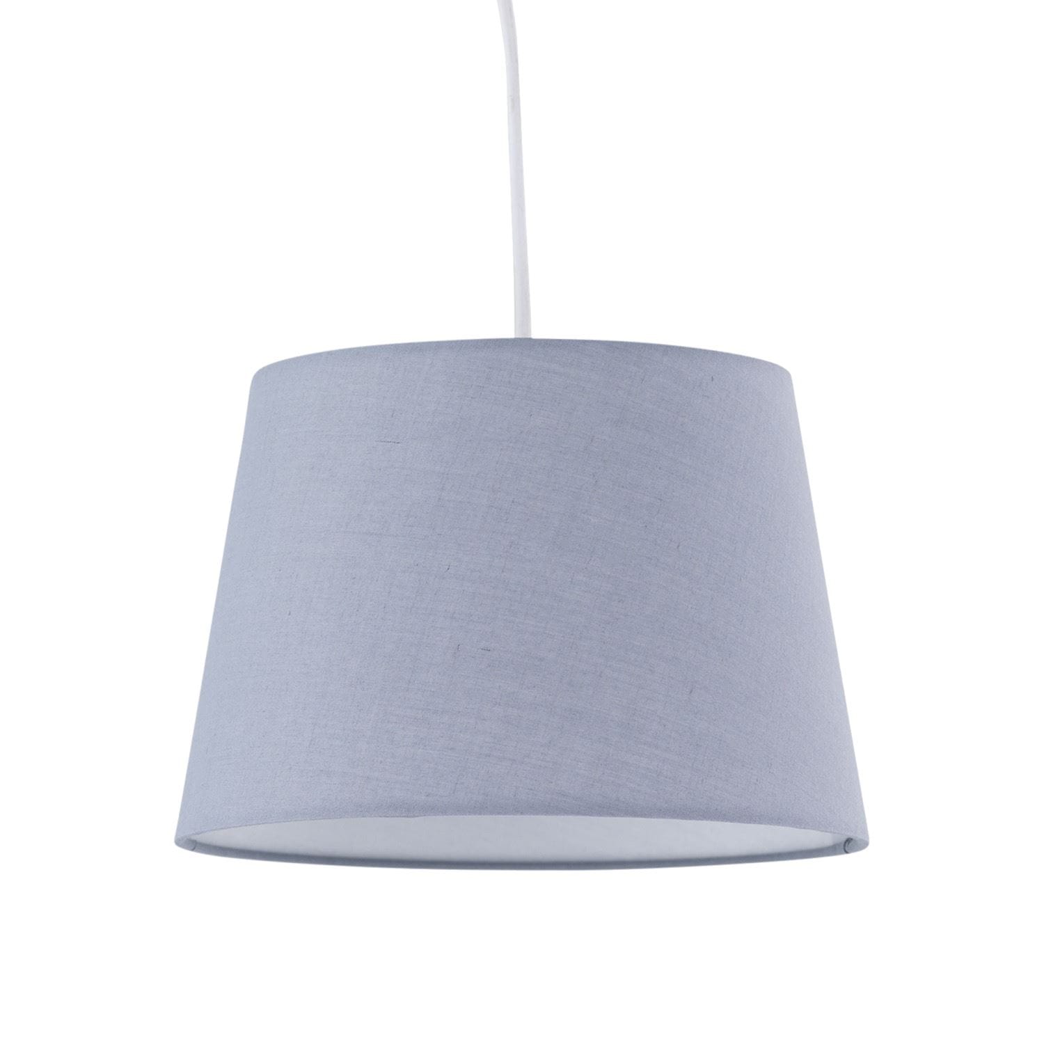 First Choice Lighting Grey Cotton 23cm Tapered Cylinder Pendant or Lamp Shade