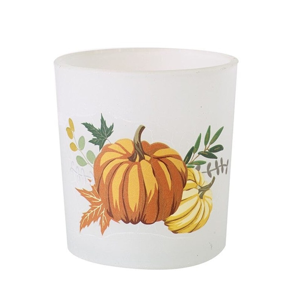 Heaven Sends Halloween Pumpkin Design Glass Candle Holder