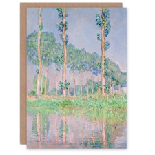 Claude Monet Art Card Poplars Pink Effect Landscape