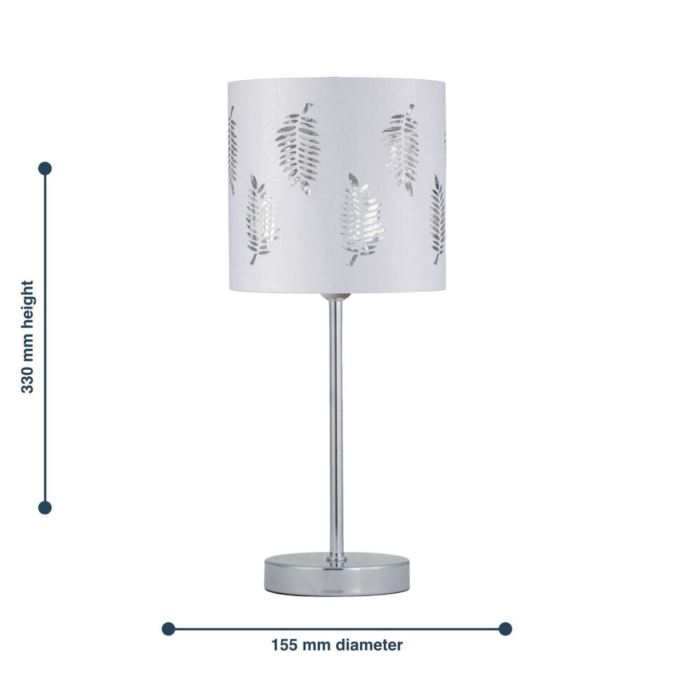 image 1 of Chrome Touch Operated Table Lamp with White Fern Shade | Chrome | White | Medium | 1