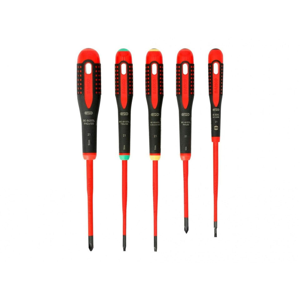 Bahco Be-9871sl Ergo Slim Vde Insulated Screwdriver Set, 5 Piece - Multi Colour - One Size