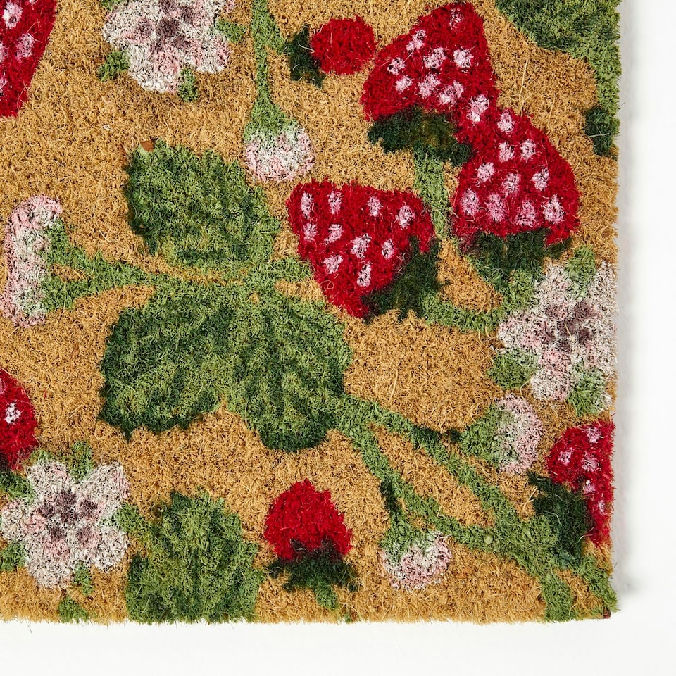 image 1 of Homescapes Strawberry Non-Slip Coir Doormat