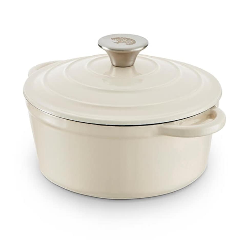 image 1 of Barbary & Oak 20cm Round Casserole Cast Iron Camembert Cream
