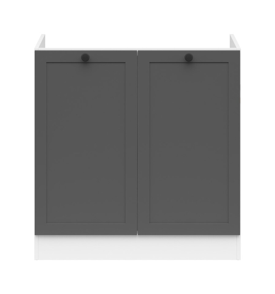 image 1 of Kitchen Sink and Base Unit All in One Under Sink 800mm Base Cabinet Shaker Dark Grey with Steel Sit On Lay On Sink Modern Junona