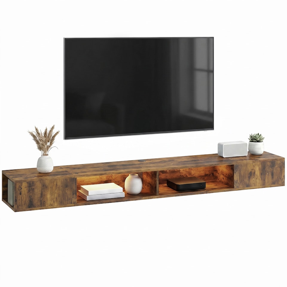 image 1 of HOMCOM TV Stand with RGB LED Lights for 75-Inch TV