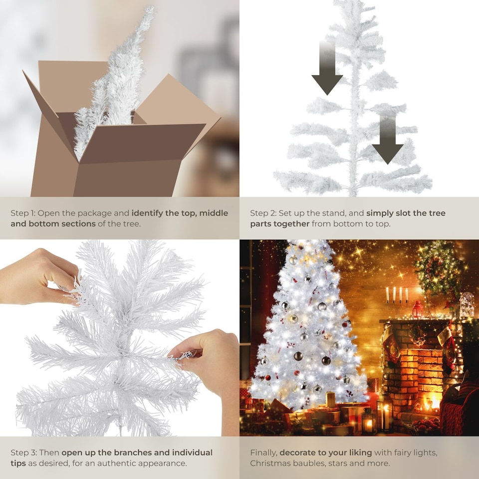 image 1 of Christmas Tree - artificial in white with metal stand | White | white | 6ft | 1