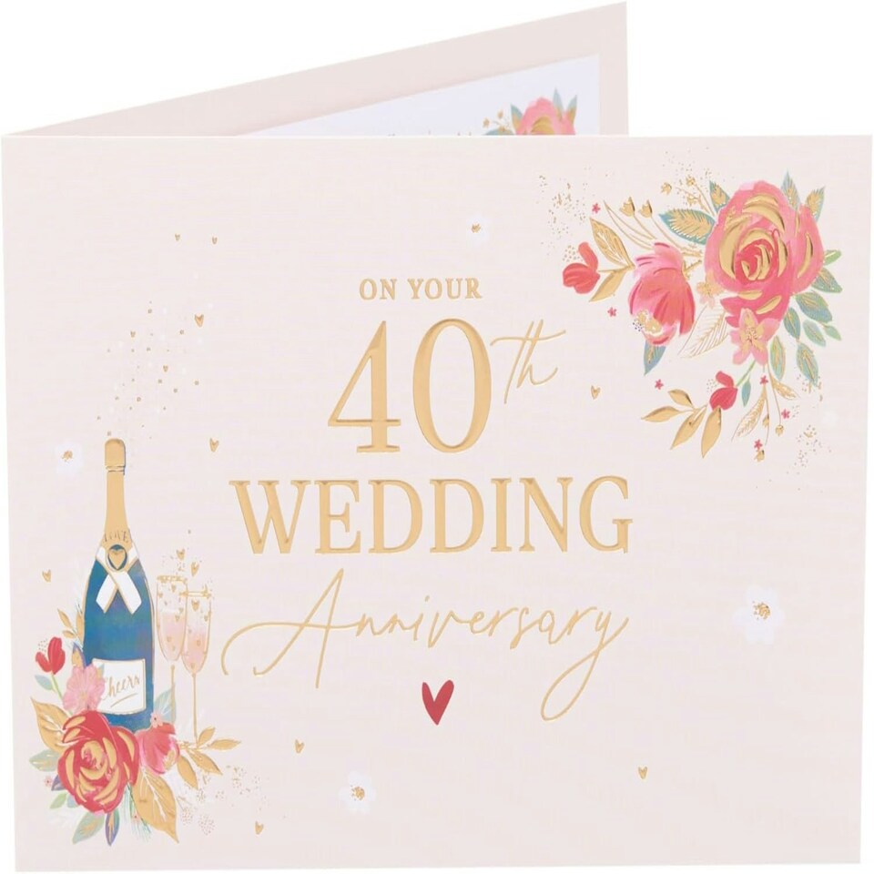 image 1 of Gold Text Design 40th Wedding Anniversary Congratulations Card
