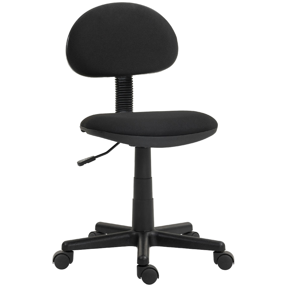 image 1 of HOMCOM Armless Office Chair with Adjustable Height 360° Swivel Wheels Black