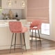 image 8 of HOMCOM Bar Stools Set of 2, Velvet-Touch Fabric Counter Height Bar Chairs Pink