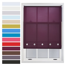 FURNISHED Roller Blinds with Chrome Round Eyelets and Metal Fittings Cut to Size Sheer Window Shade | Purple | Aubergine | (W) 60cm x (L) 165cm