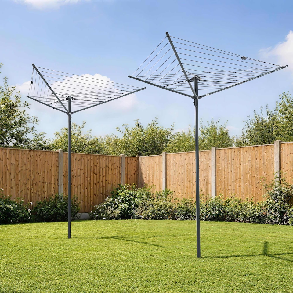 image 1 of Vonhaus Rotary Washing Line 30m, 3 Arm Outdoor Clothes Airer