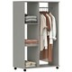 image 1 of HOMCOM Rolling Open Wardrobe Hanging Rail Storage Shelves for Clothes, Grey