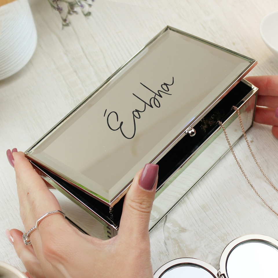 image 1 of Personalised Mirrored Jewellery Box