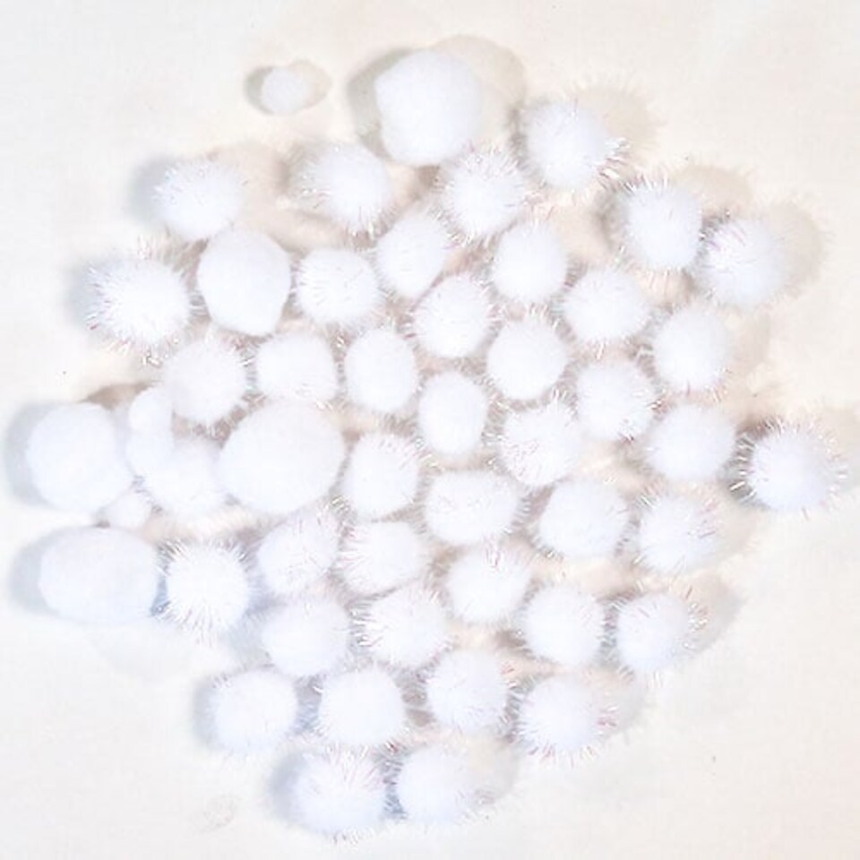 White Christmas Craft Pom Poms - Pack of 50