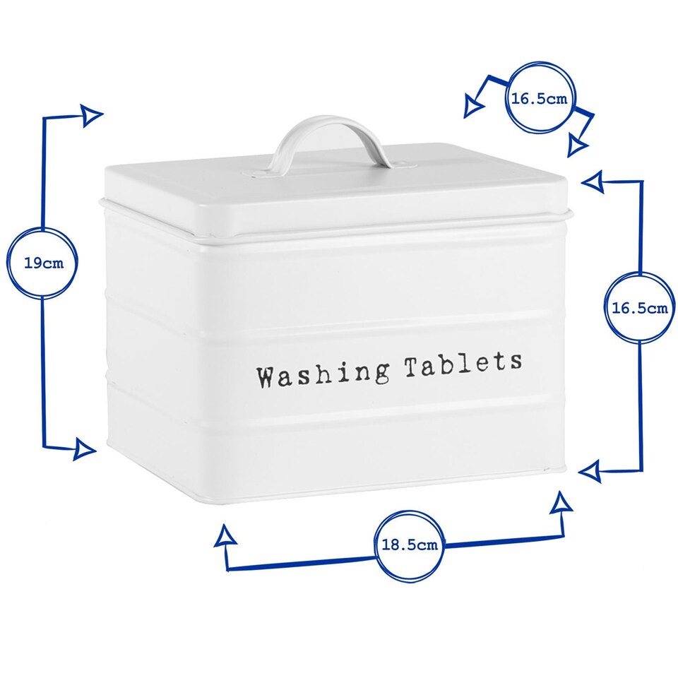 image 1 of Harbour Housewares Vintage Metal Washing Tablets Canister - White | White | Matt White | 1