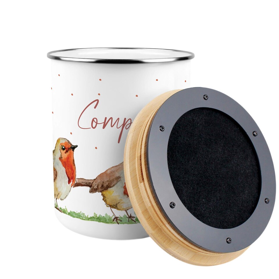 image 1 of Robins Compost Caddy - Metal 2L Decorative Kitchen Food Waste Bin