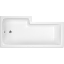 Modern L Shape Right Hand Shower Bath Tub with Leg Set, 1700mm - White | White | White | 1