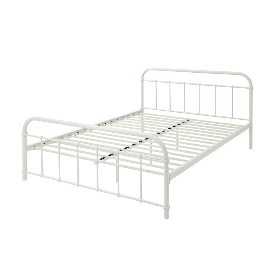 image 1 of Tewin Vintage Hospital Style White Metal Bed Frame (King) | White | White | King