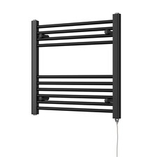 Zennor - Black Electric Towel Rail H600mm x W600mm Straight 200w Standard