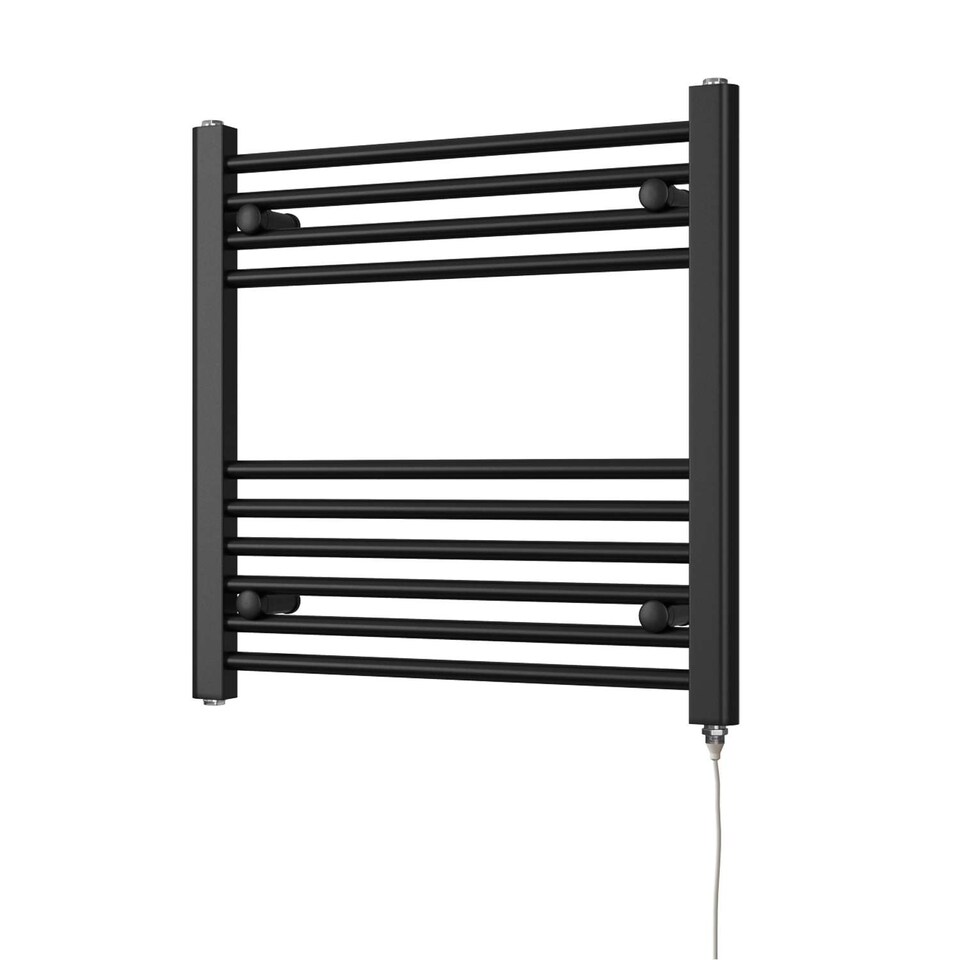 image 1 of Zennor - Black Electric Towel Rail H600mm x W600mm Straight 200w Standard