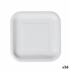 Plate set Algon Disposable White Cardboard Squared 20 cm (36 Units) N/A