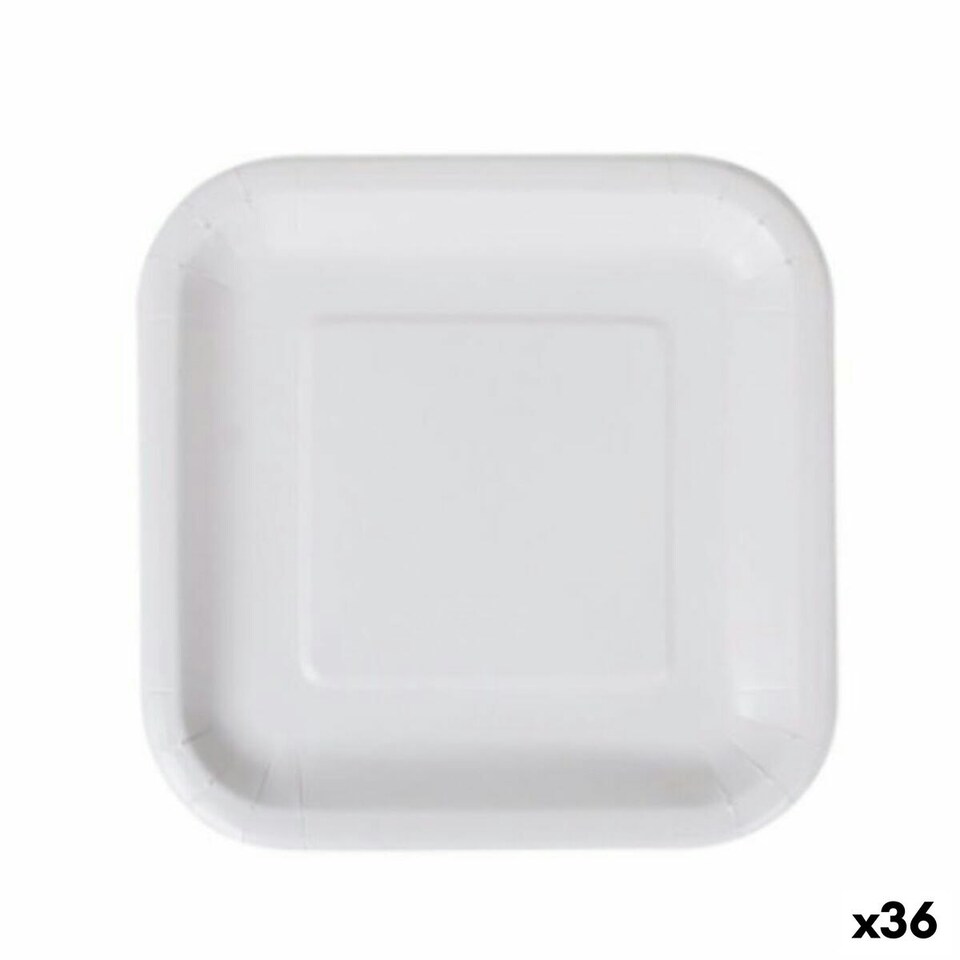 image 1 of Plate set Algon Disposable White Cardboard Squared 20 cm (36 Units) N/A