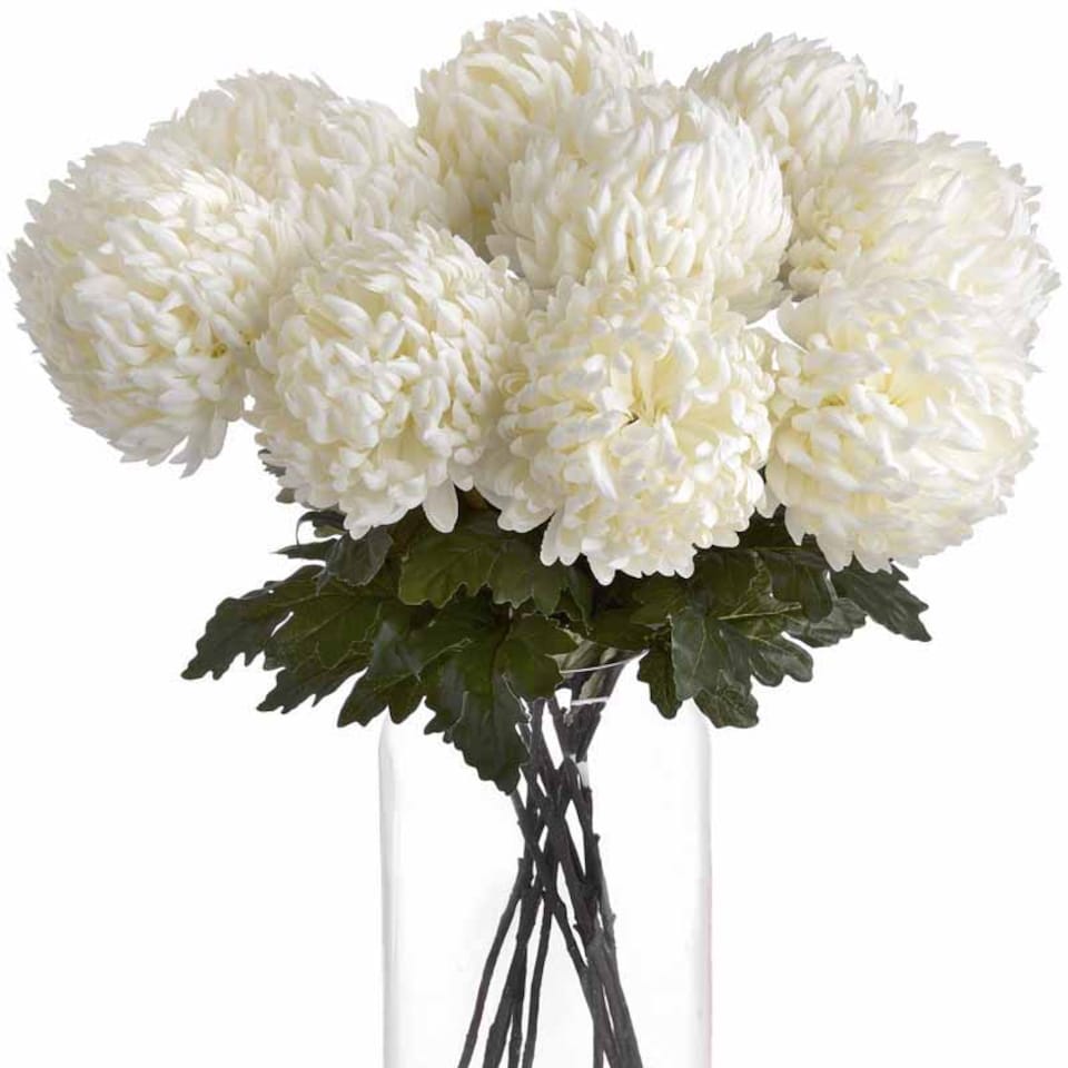 image 1 of Large Chrysanthemum Artificial Flower - Fabric/Plastic - L15 x W15 x H87 cm - White