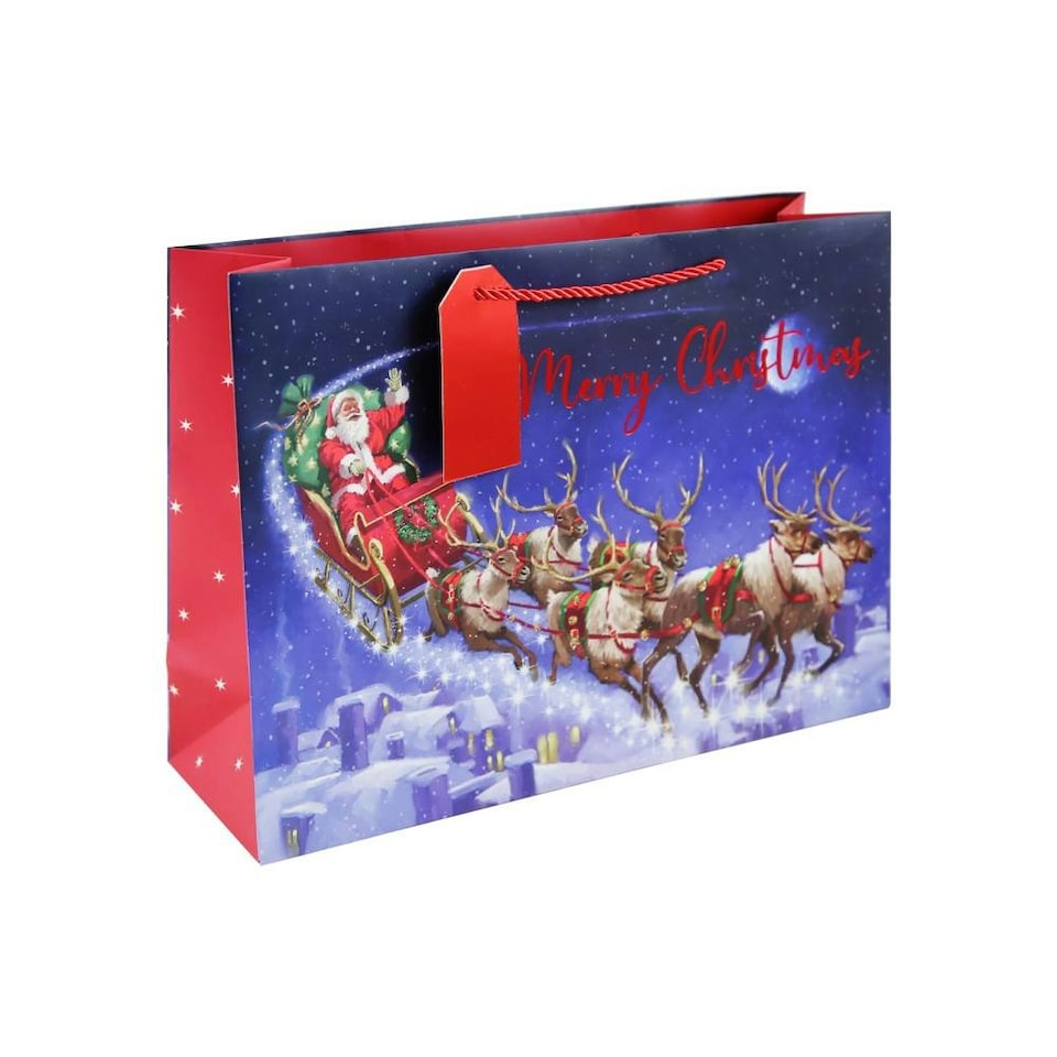 Pack of 12 Santas Sleigh Shopper Christmas Gift Bags