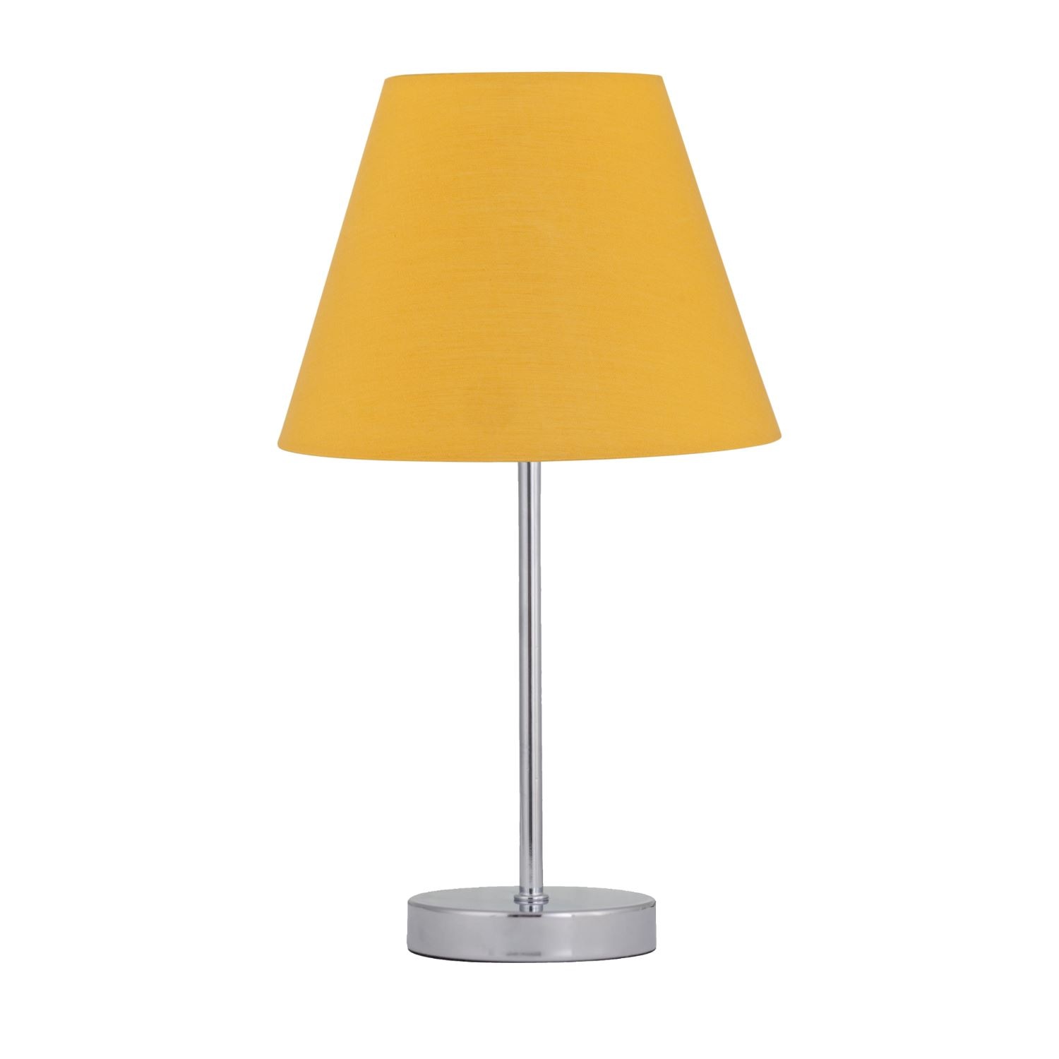 First Choice Lighting Chrome Touch Operated Table Lamp with Ochre Yellow Shade in Silver