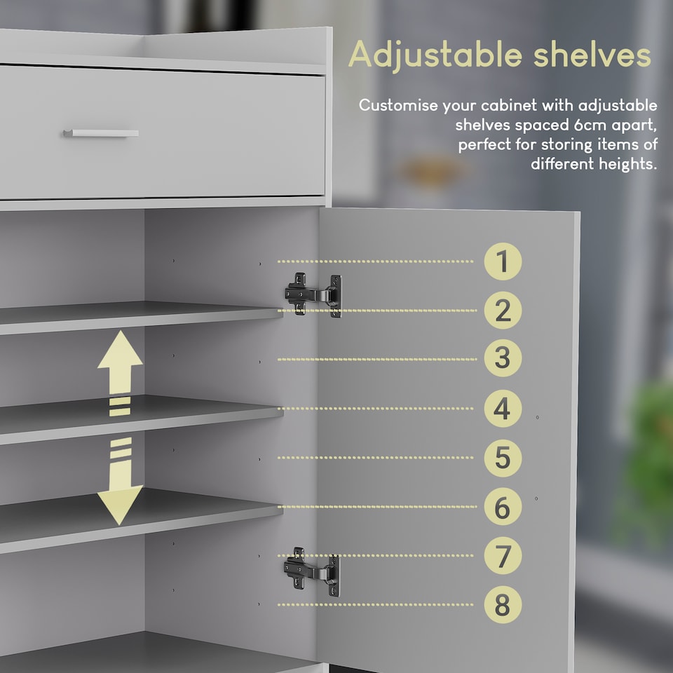 image 1 of Vida Designs Dalby 2 Door 1 Drawer Shoe Cabinet Shoe Rack Storage Cupboard, White