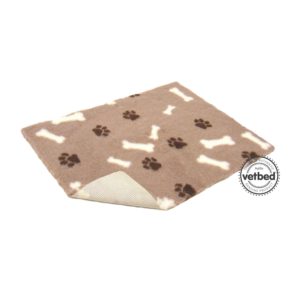 Nonslip Vetbed Mink with Bones and Paws 150cm x 100cm