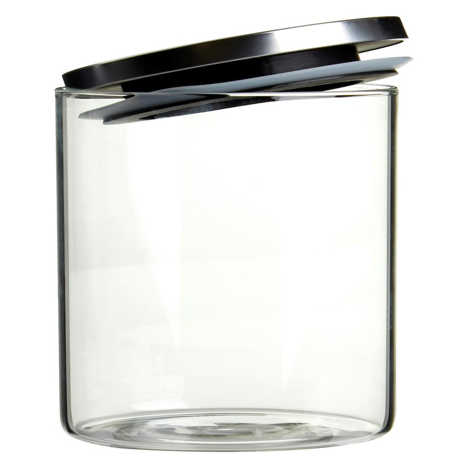 image 1 of Interiors by Premier Freska 950ml Storage Jar, Clear Glass with Airtight Silicone Seal and Metallic Lid