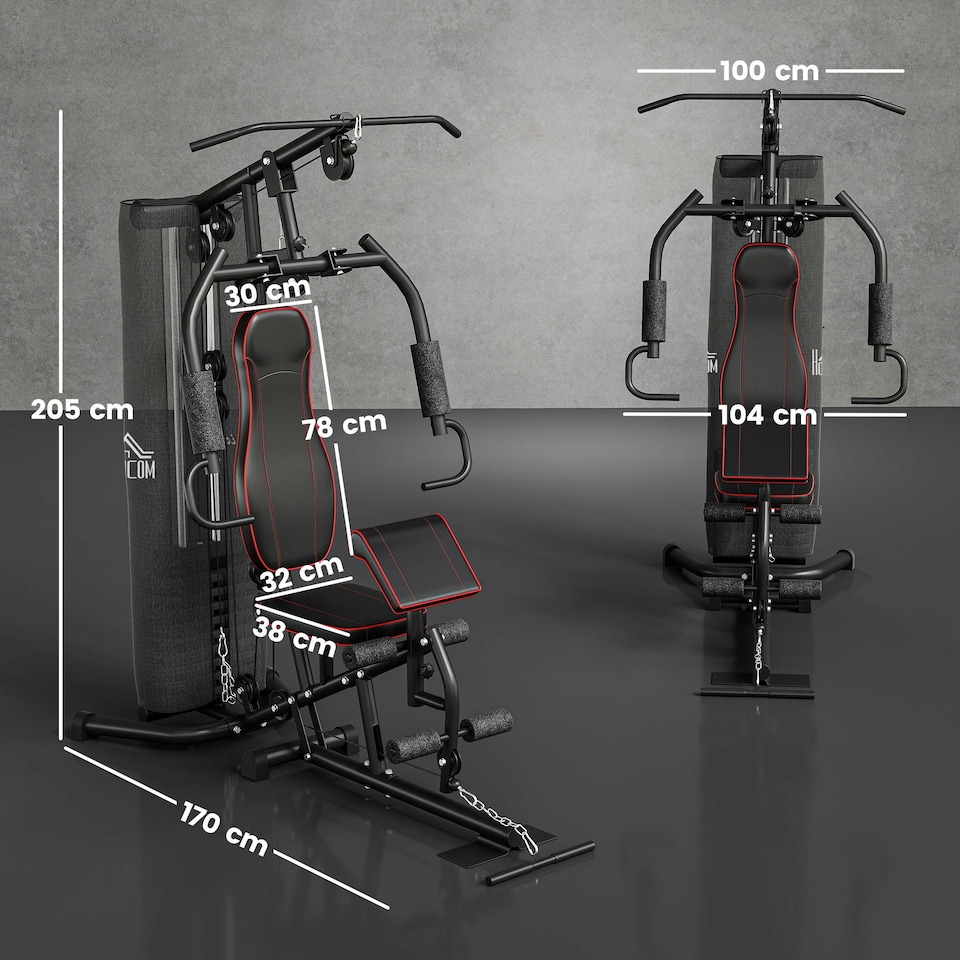 image 1 of HOMCOM Multi Gym Fitness Equipment Exercise Machine with 45Kg Weight Stack
