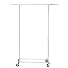 Heavy Duty Chrome Clothes Rail Adjustable Width Height with Shelf Locking Wheels Chrome | One Size