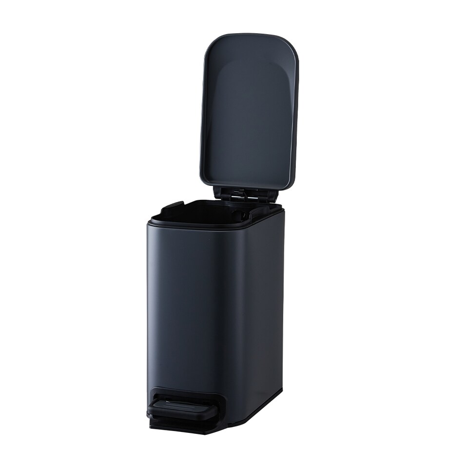 image 1 of Living and Home 6L Smudge-Resistant Rubbish Bin With Foot Pedal | Black