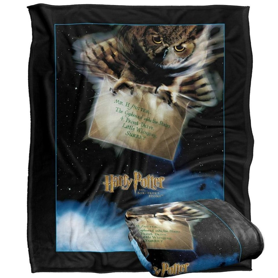 image 1 of Harry Potter Owl Letter Blanket - Multicoloured - One Size