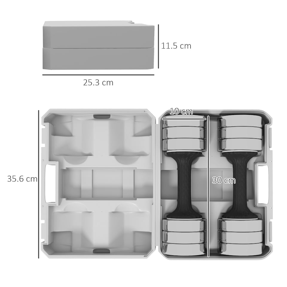 image 1 of SPORTNOW Adjustable Dumbbells Weights Set with Storage Box, 10kg x 2