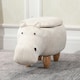 image 2 of HOMCOM Hippo Storage Stool Cute Decoration Footrest Wood Frame Legs Cream