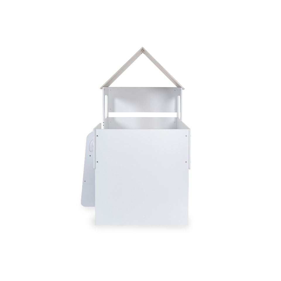 image 1 of Orpheus 90cm Single White and Wood Effect Treehouse Midsleeper Cabin Bed