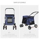 image 5 of PawHut One-click Foldable Pet Stroller w/ Mesh Windows, for Small Pets - Blue
