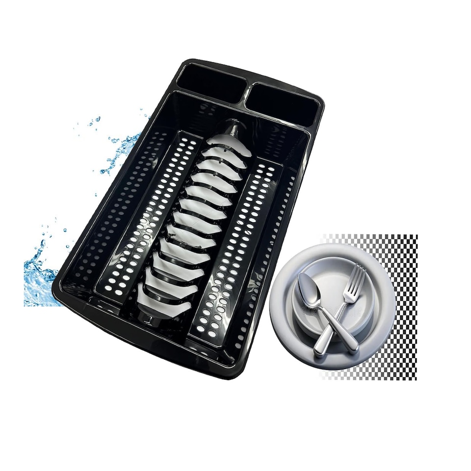 image 1 of 1 X Black High Grade Dish Drainer Rack Kitchen Utensil Holder Drying Rack