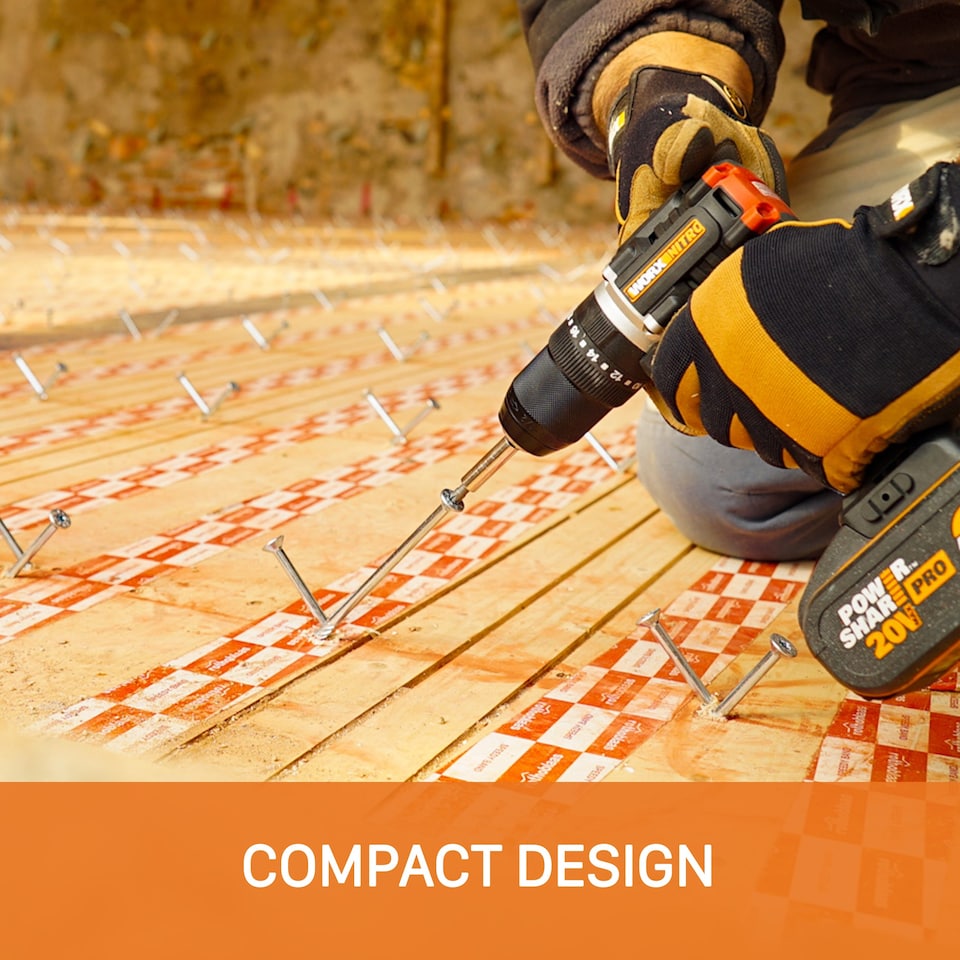 image 1 of WORX 20V Nitro Brushless Compact Combi/Impact Drill Kit 1x 2.0Ah Battery and Charger WX355.1