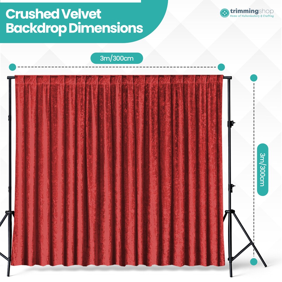 image 1 of 3x3m Crushed Velvet Backdrop, 8cm Rod Pocket Photography Background