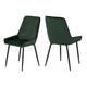 image 3 of Quebec Wave Edge Dining Set with 4 Velvet Avery Chairs Green | Emerald Green
