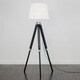 image 3 of ValueLights Modern Black Wood And Silver Chrome Tripod Floor Lamp With White Light Shade