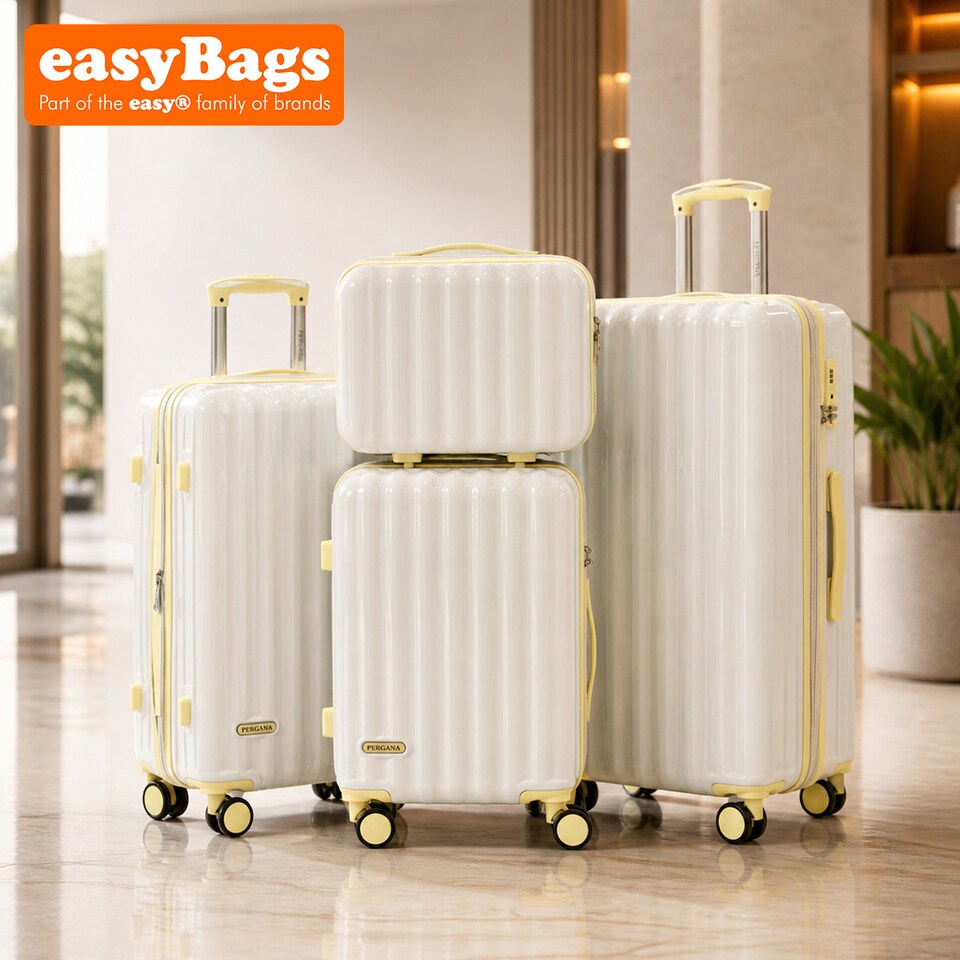 image 1 of Fergana 4 Piece Polycarbonate Hard Shell Luggage Set Lightweight Spinner Suitcases TSA Lock White